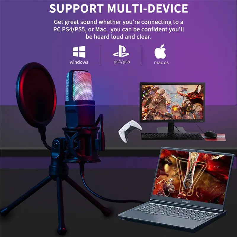 USB RGB Mic for Gaming, Podcast & Streaming